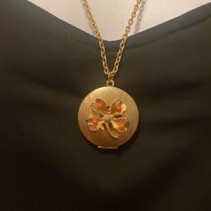 Vintage 50’s Clover Locket with Turquoise and Coral beads